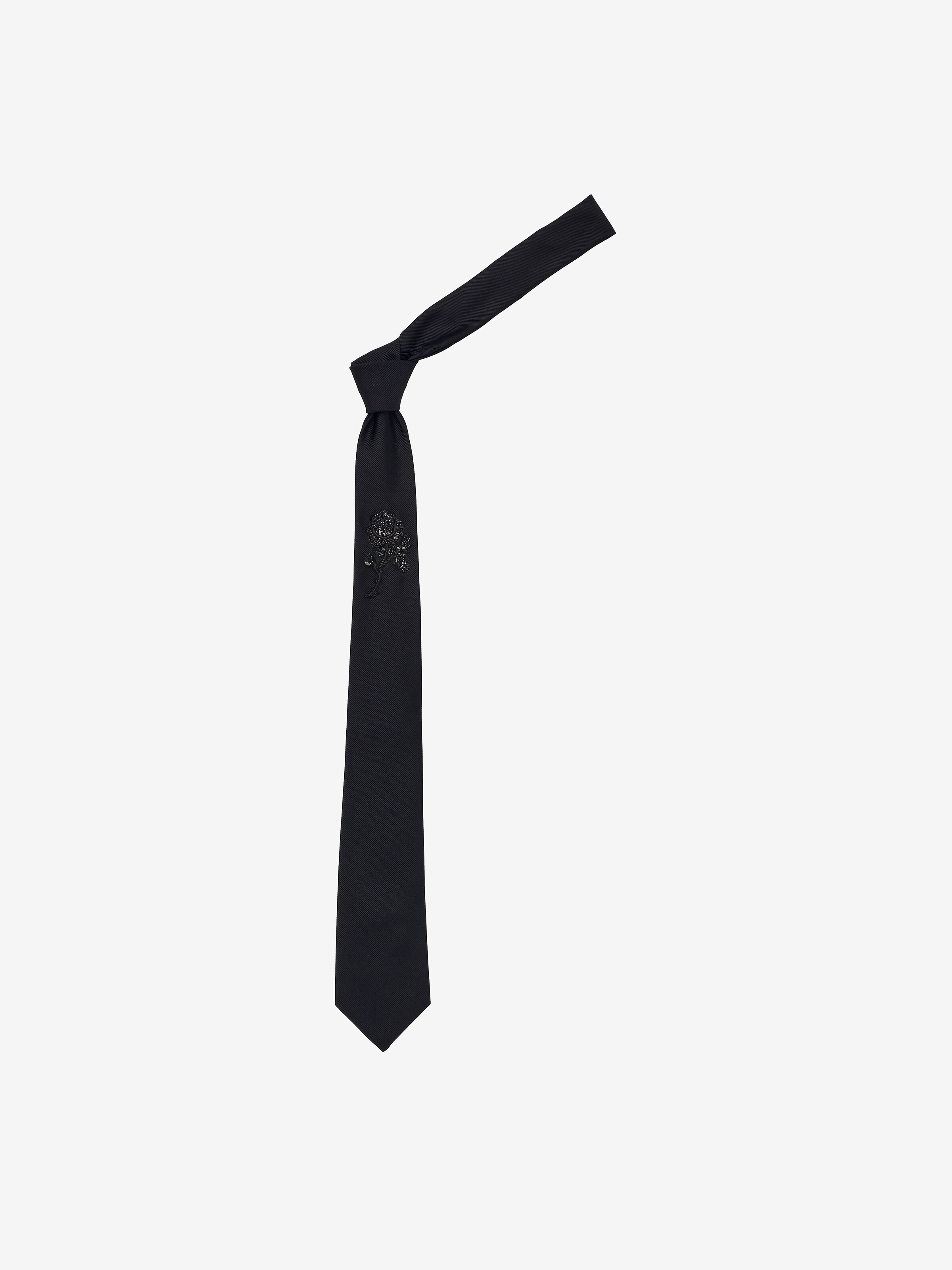 Jet Rose Embroidered Tie - 3