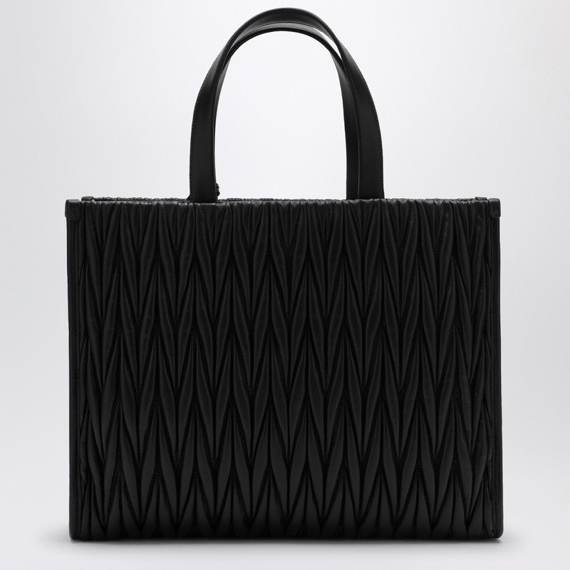 Miu Miu Black Quilted Nappa Leather Shopping Bag Women - 3