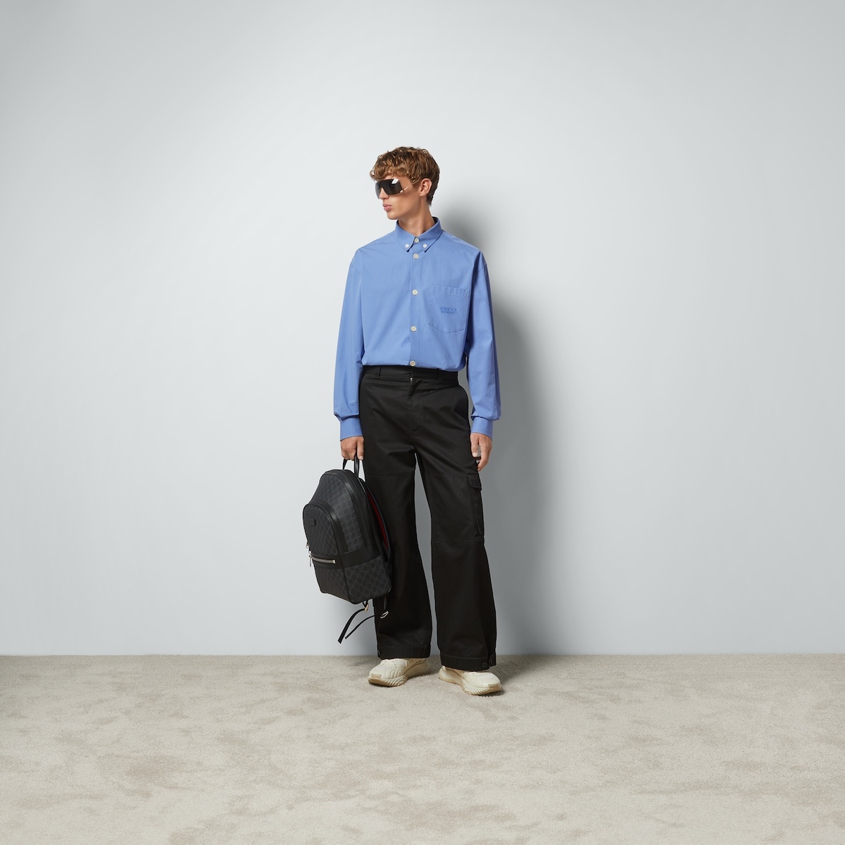 Cotton shirt with Gucci embroidery - 2