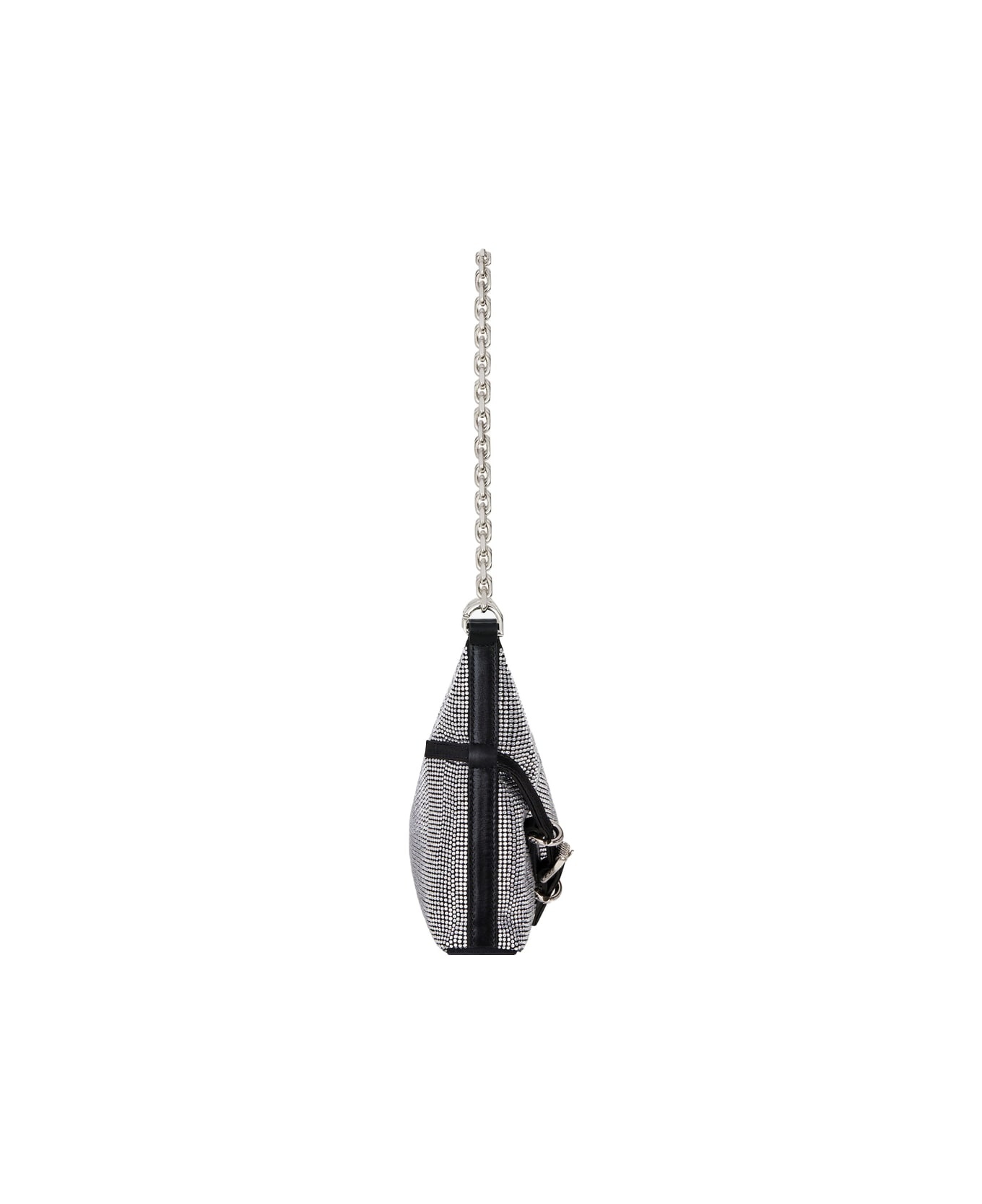 Voyou Party Bag In Black Satin With Rhinestones - 3