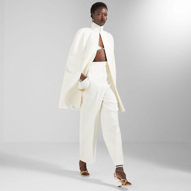 FENDI White wool and silk coat outlook