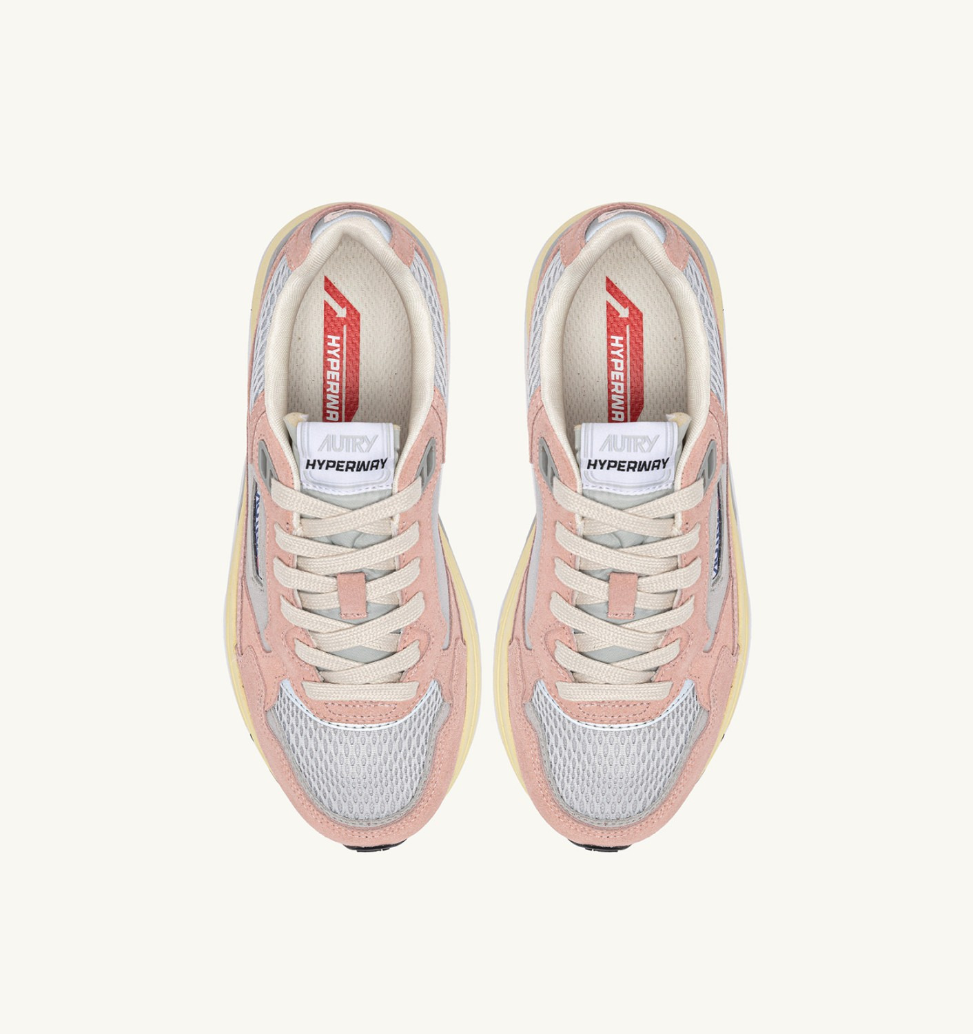 HYPERWAY SNEAKERS IN POWDER PINK AND SILVER-TONE SUEDE AND MESH - 5