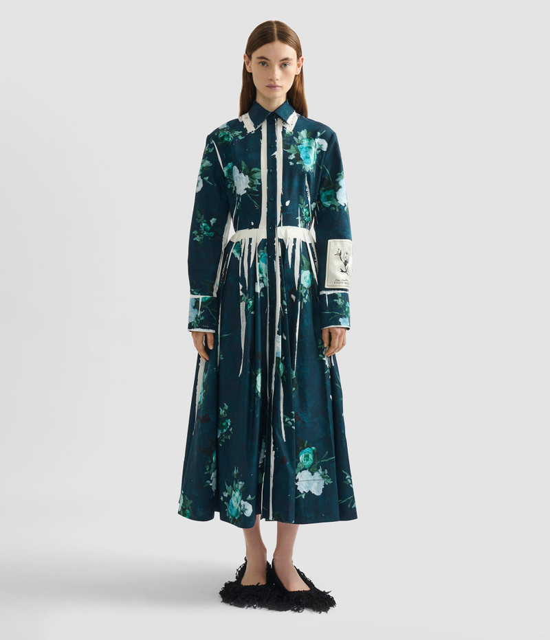 FLORAL PRINT COTTON FAILLE SHIRT DRESS 4