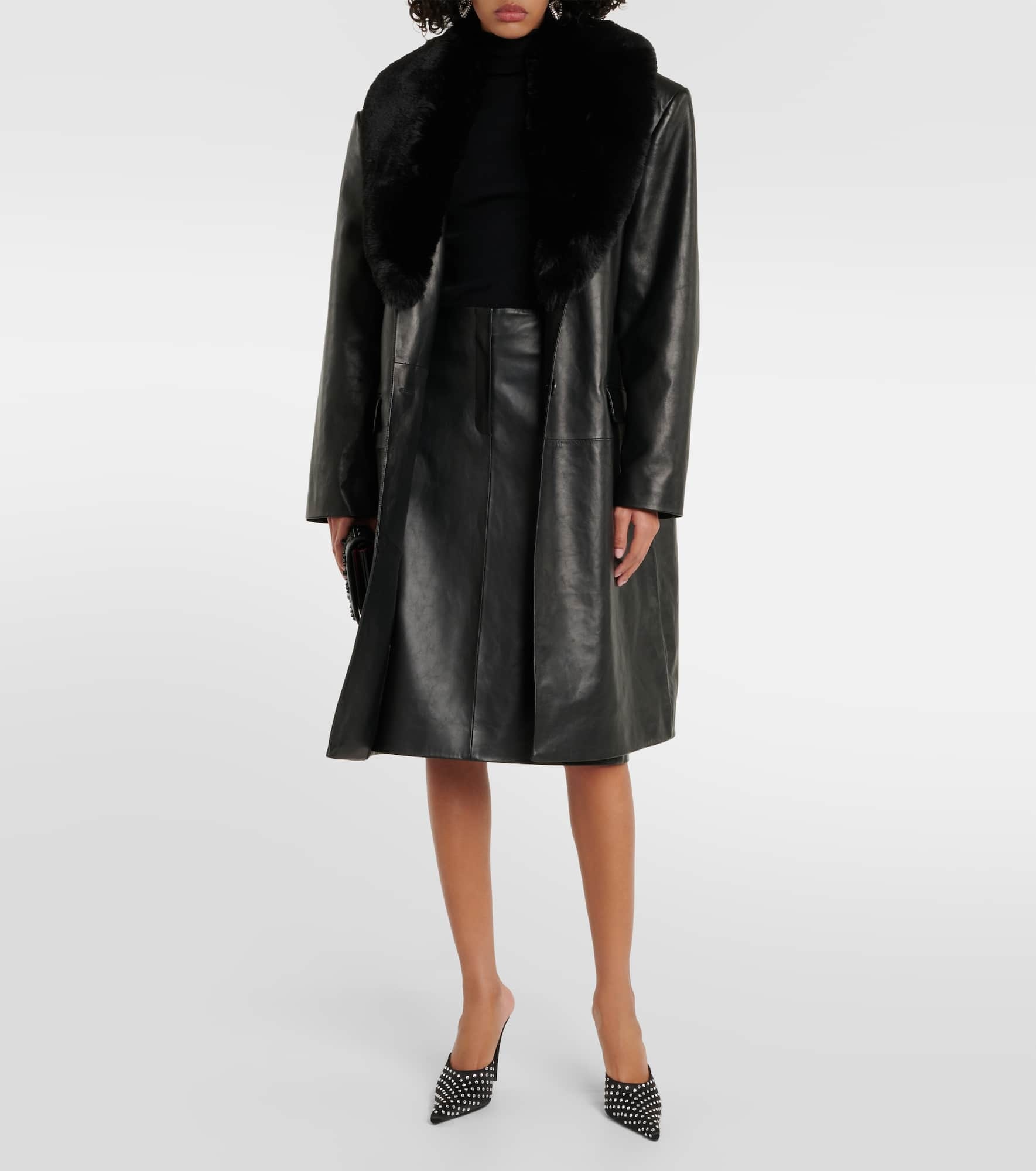 Leather midi skirt - 2