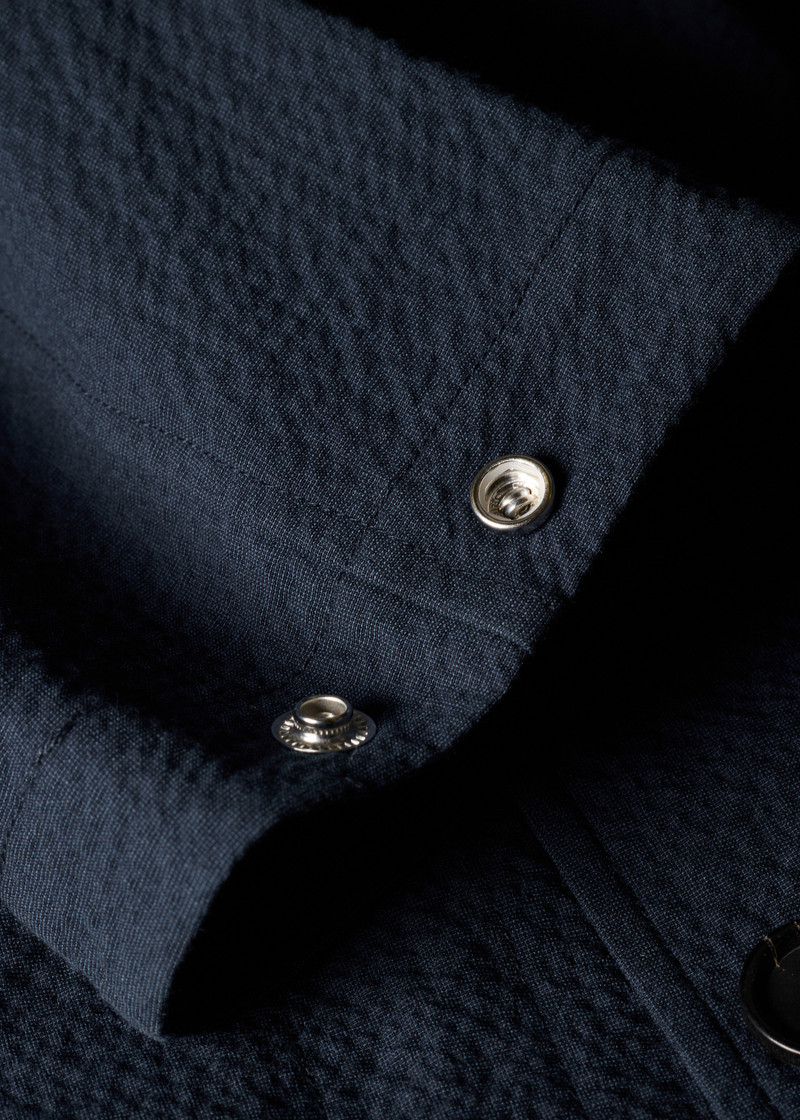 Navy Stretch-Cotton Seersucker Jacket 6