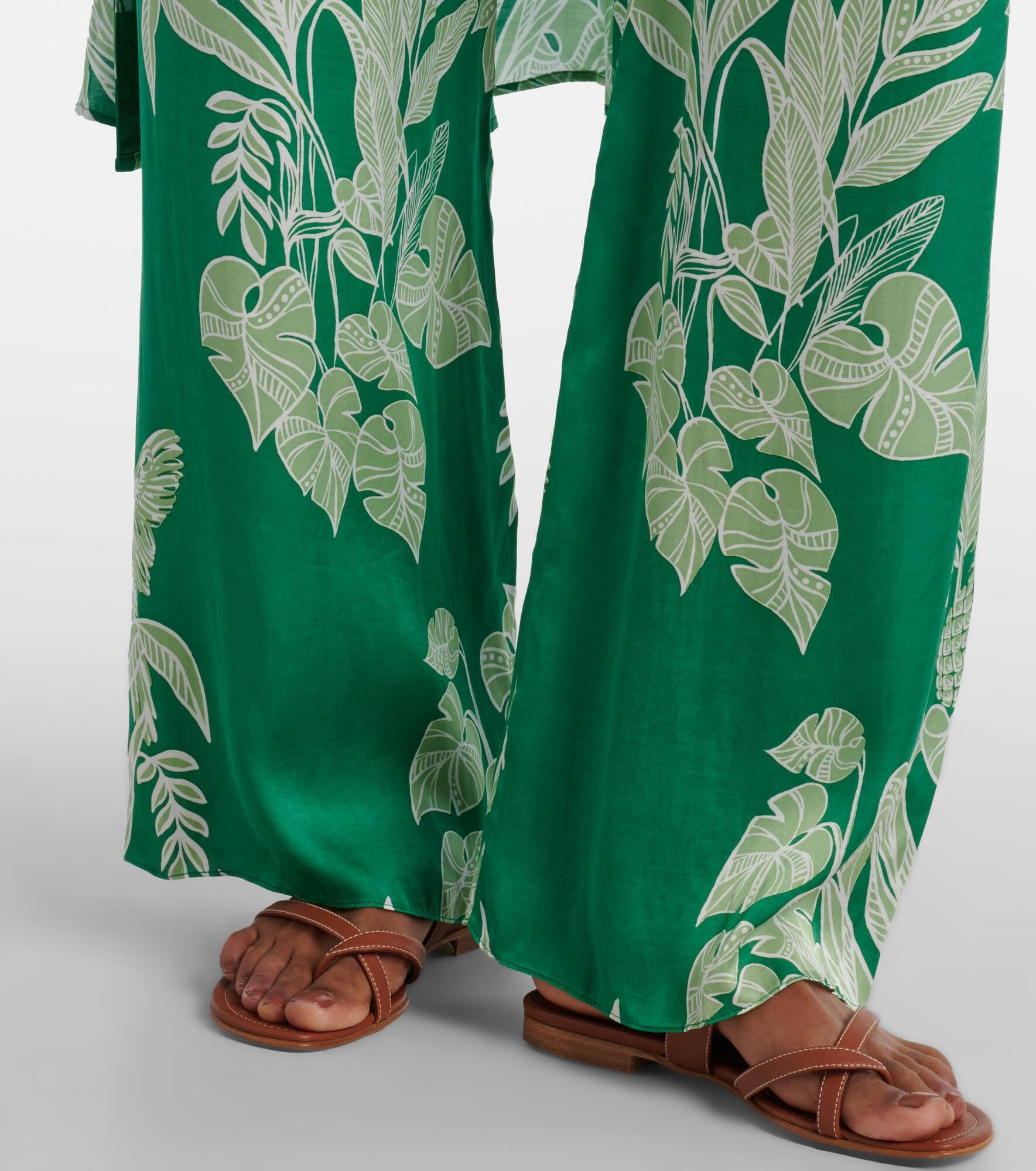 Cecile floral satin wide-leg pants - 5