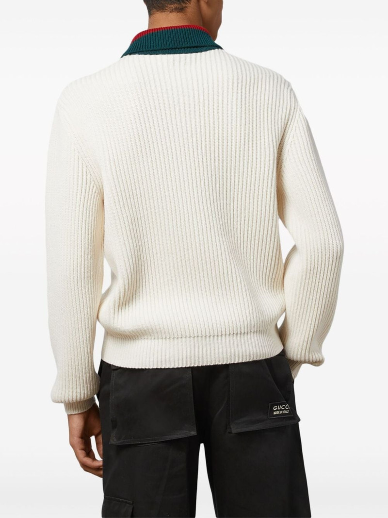 Web-stripe ribbed wool cardigan 4