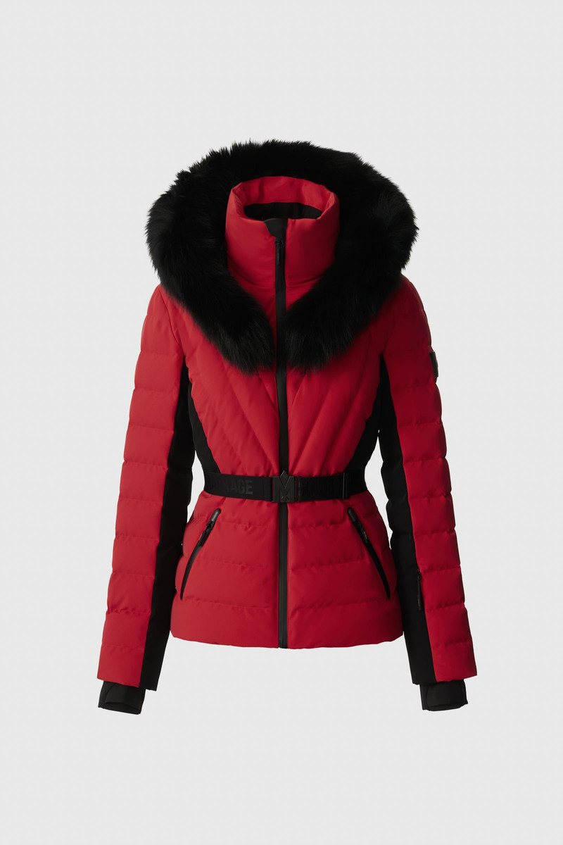 ELITA-ZR Down ski jacket with removable blue fox fur trim 1