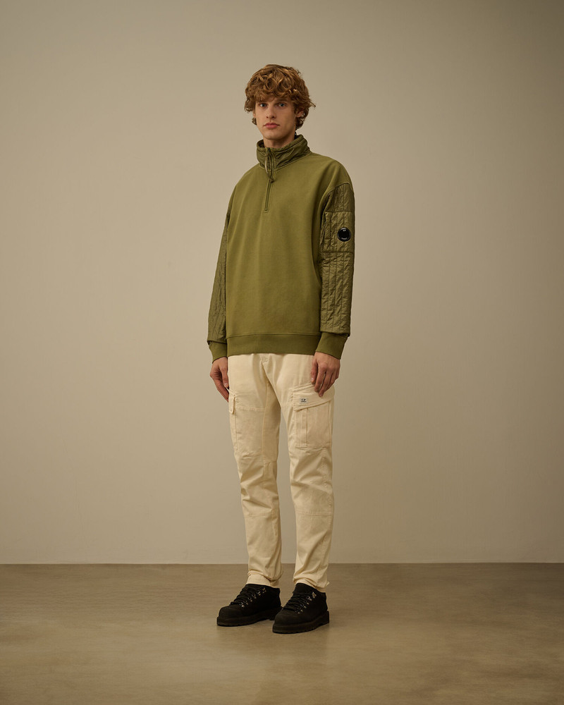 C.P. Company Diagonal Raised Fleece Mixed Half Zip Sweatshirt outlook