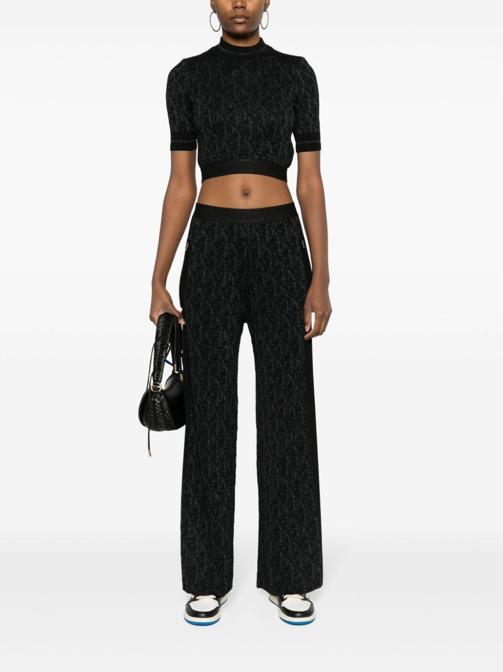 monogram-jacquard crop top - 2