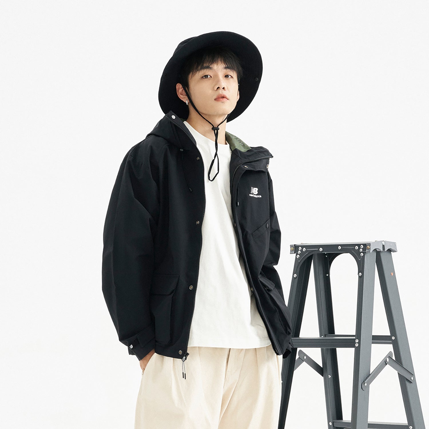 New Balance Logo Sportswear Hooded Jacket 'Black' AMJ31320-BK - 6