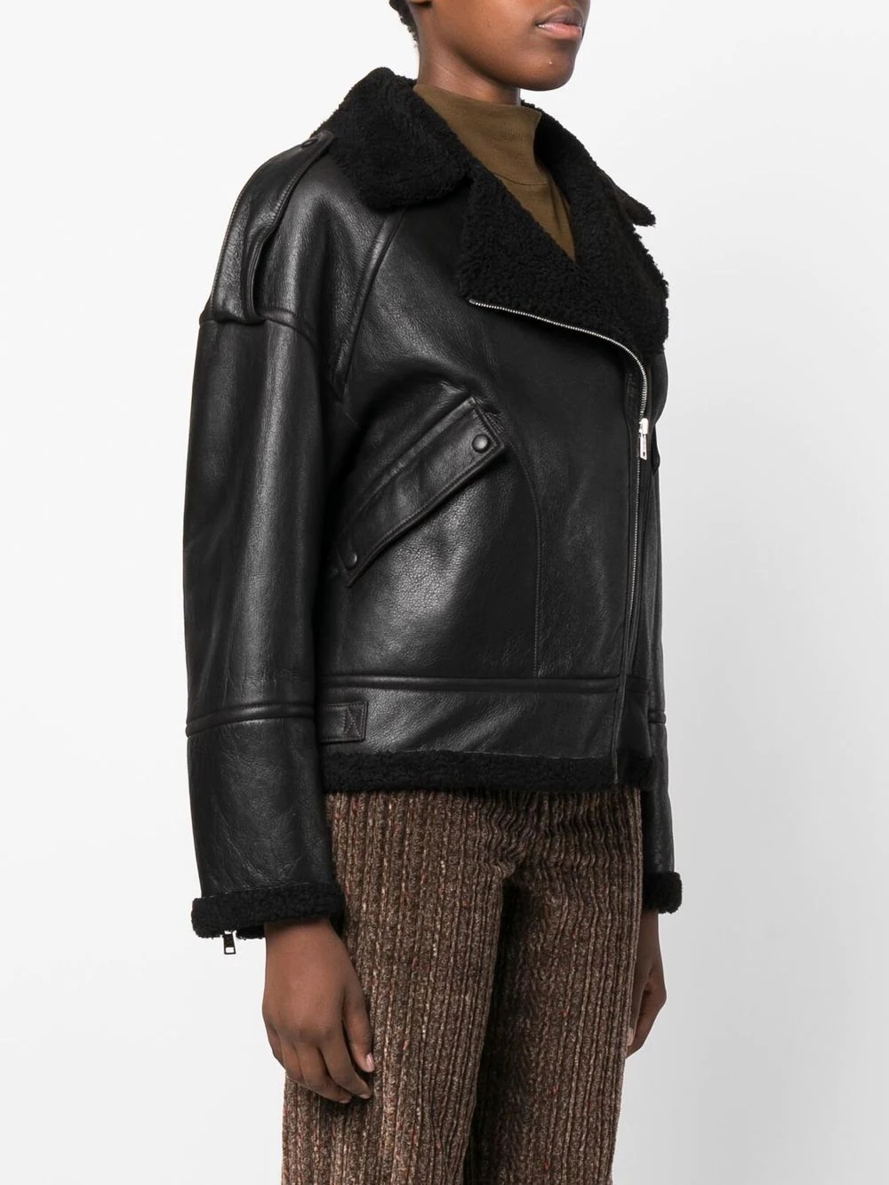 cracked-effect biker jacket - 3