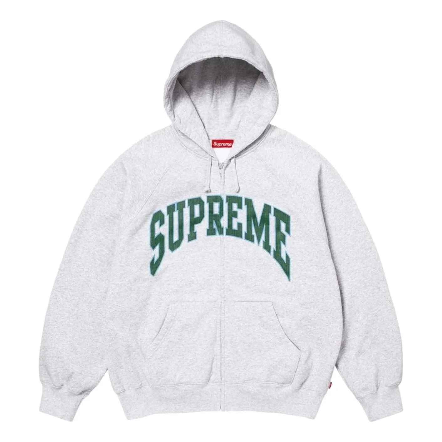 Supreme SS26 Cracked Raglan Zip Up Hooded Sweatshirt 'Ash Grey' SUP-SS26-192-GRY - 1