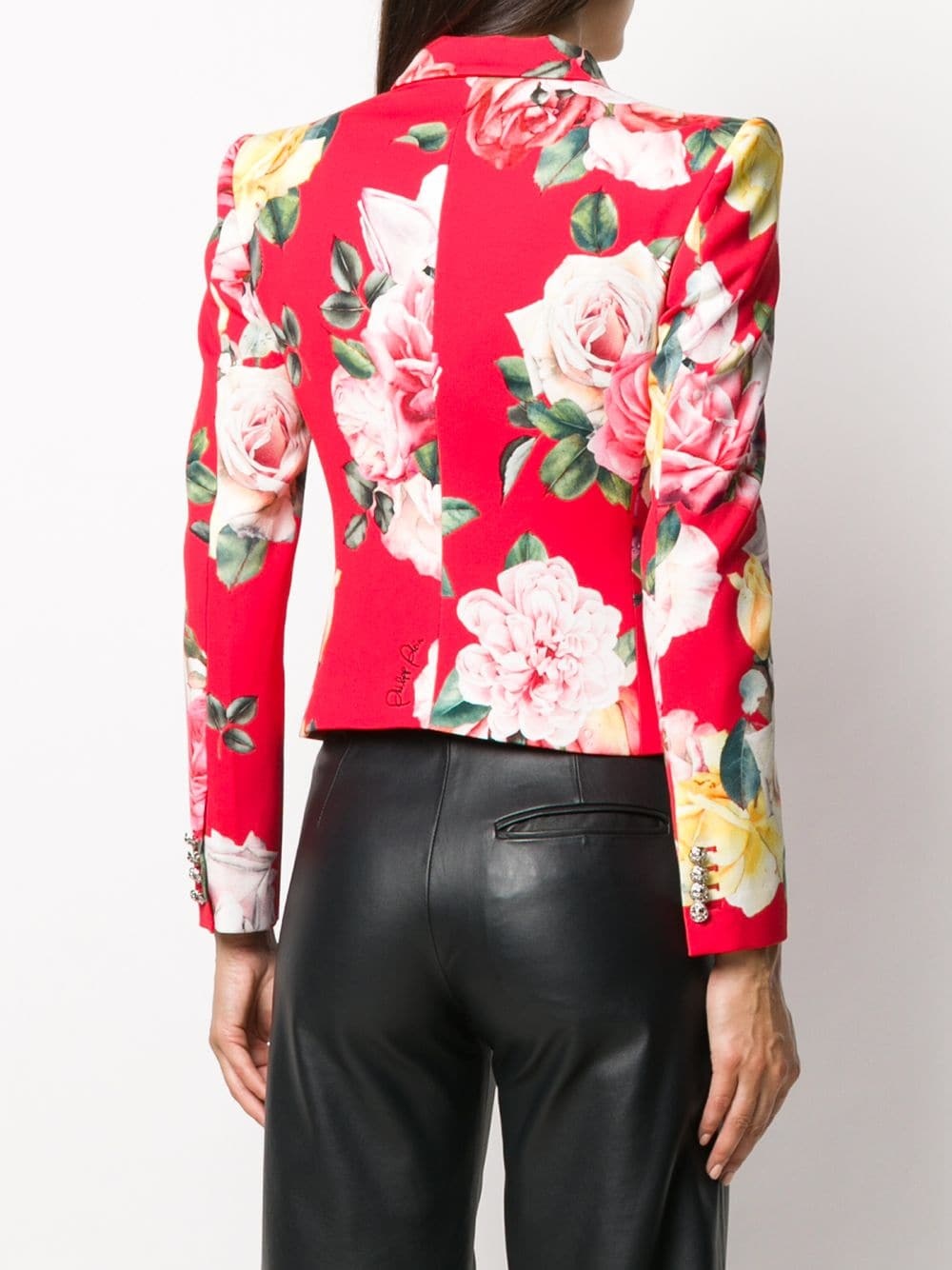 double-breasted floral blazer - 4