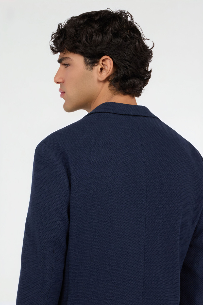 Unstructured Jacket in Navy Blue 7