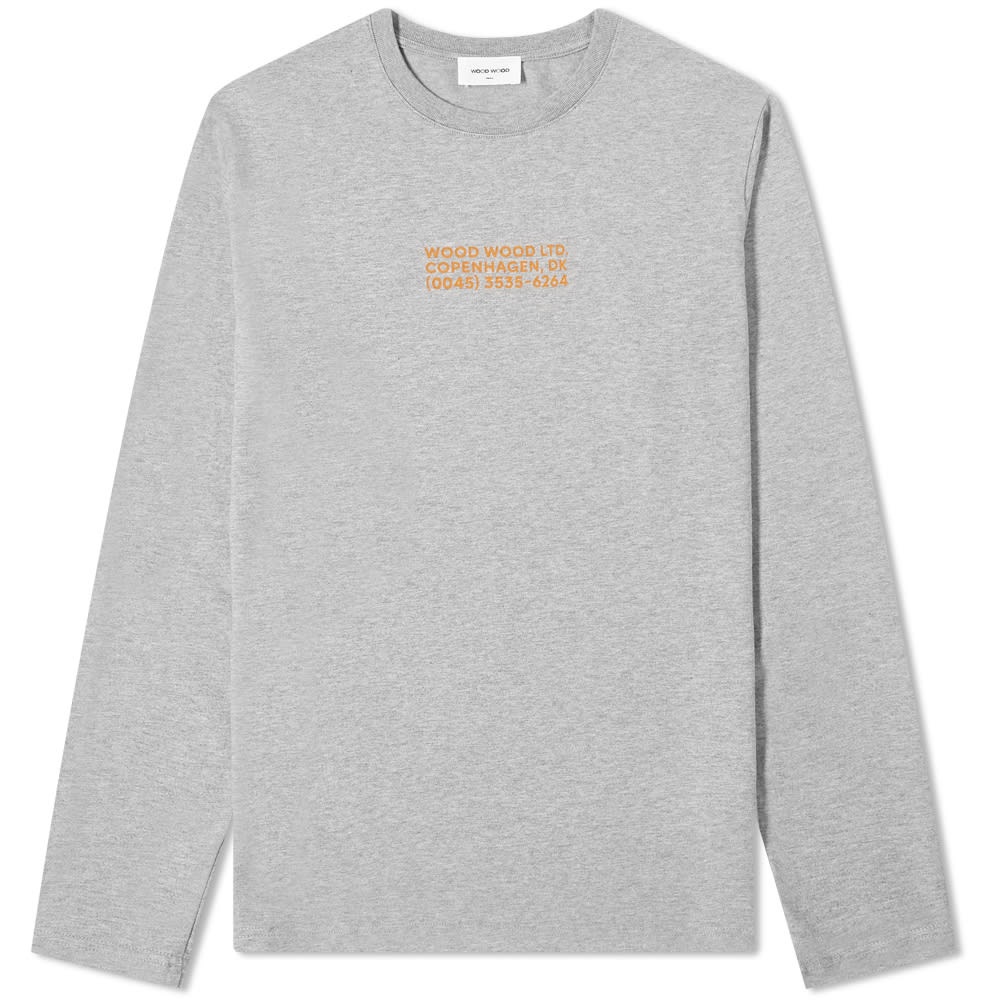 Wood Wood Long Sleeve Peter Info Logo Tee - 1