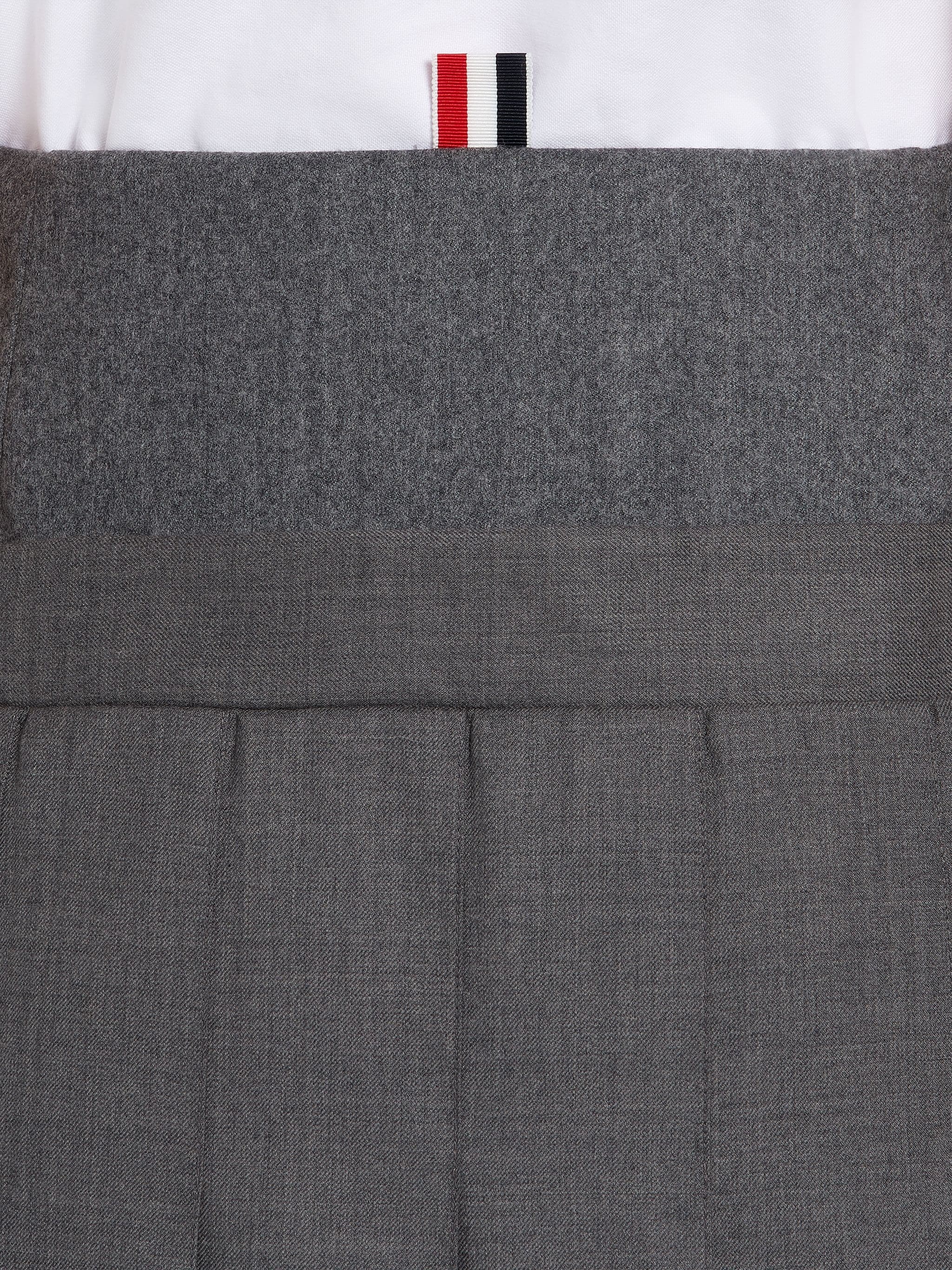 Medium Grey Super 120s Wool Twill Mini Pleated Yoke Skirt - 6