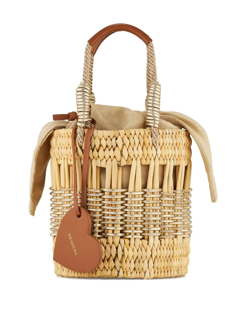 mini straw heart-shaped bucket bag - 1