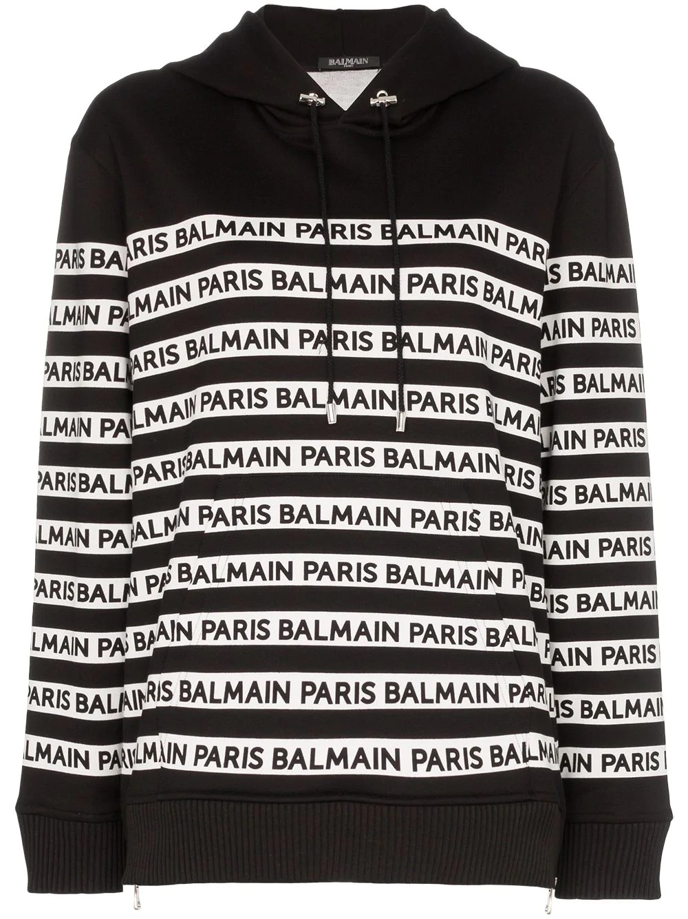 logo print tape cotton hoodie - 1