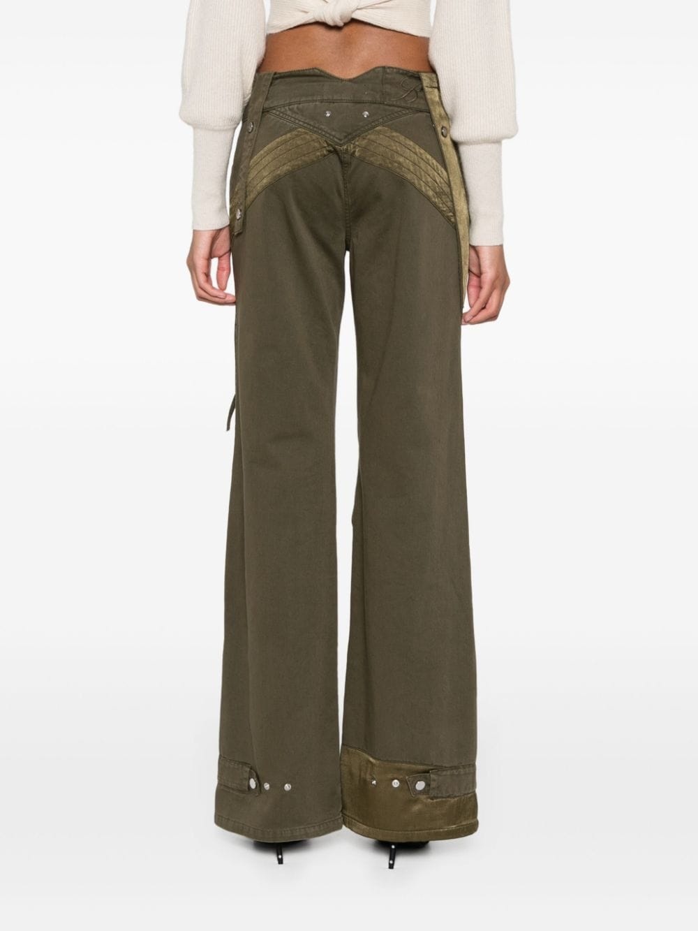 satin-insert cargo trousers - 4
