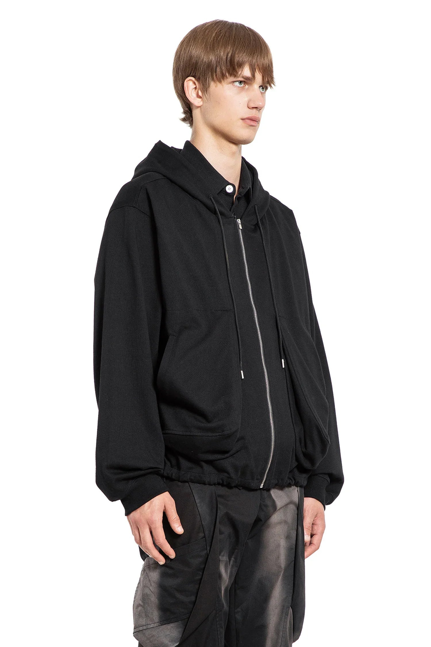 Draped-Pocket-Zip-Up-Hoodie - 2