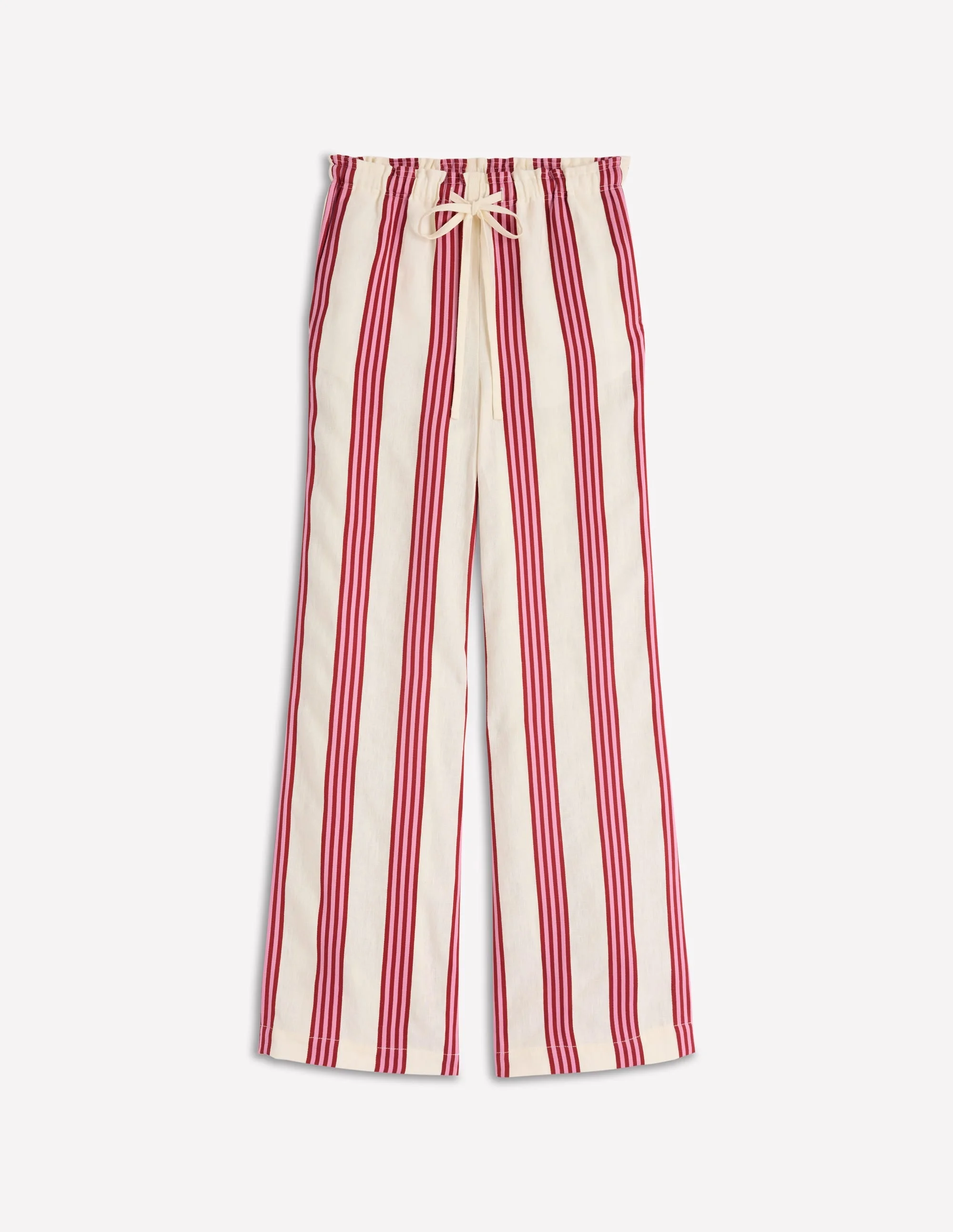 Islington Linen Pants-Ivory, Brown & Pink Stripe - 1