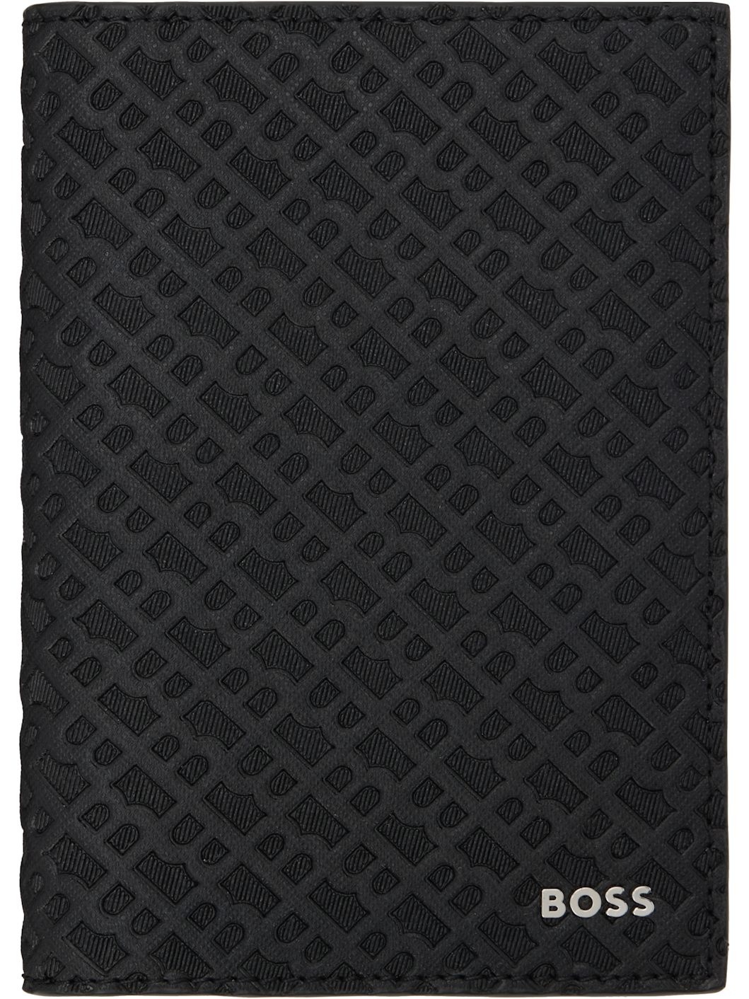 Black Embossed-Logo Passport Holder - 1