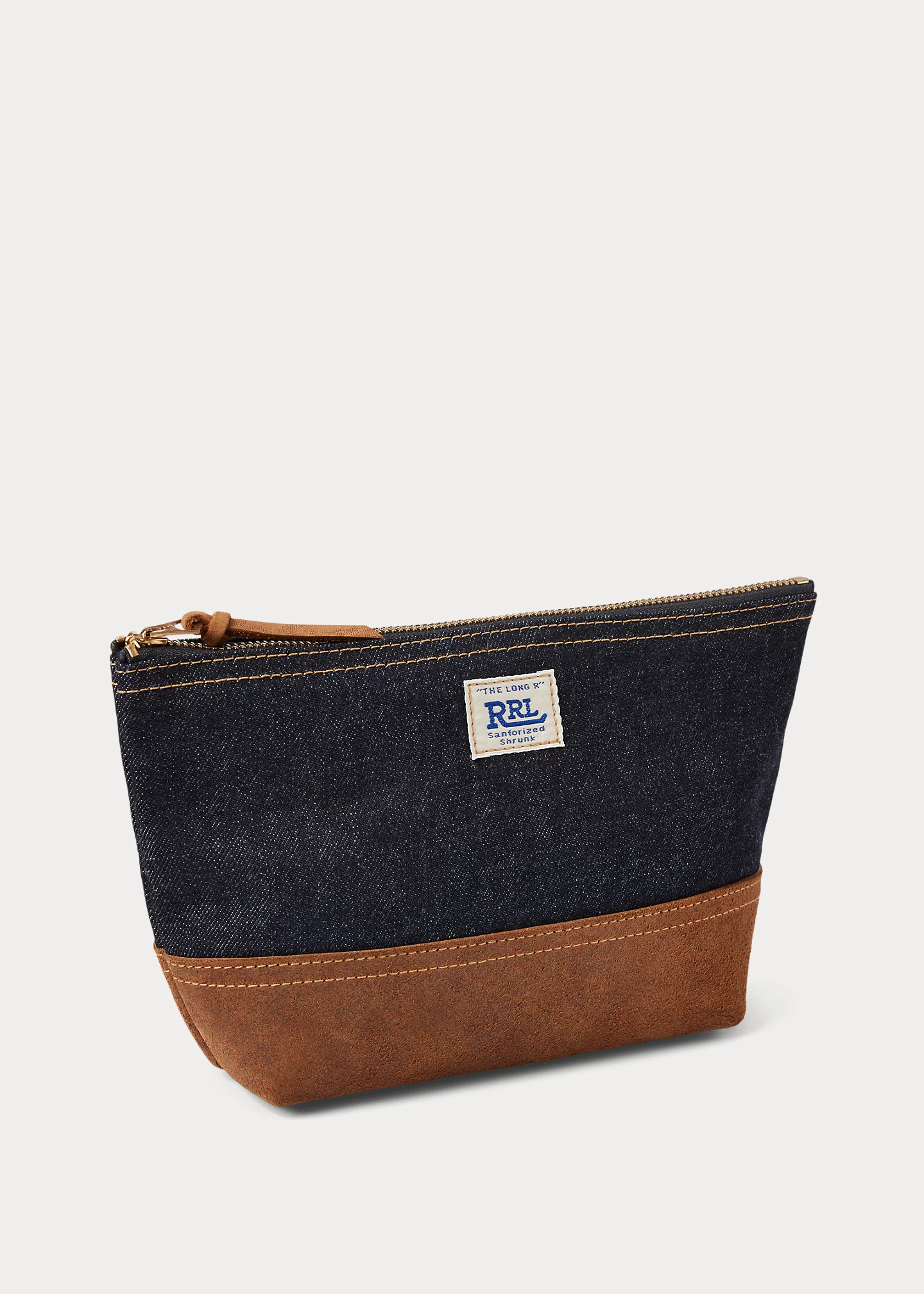 Suede-Trim Denim Pouch - 2