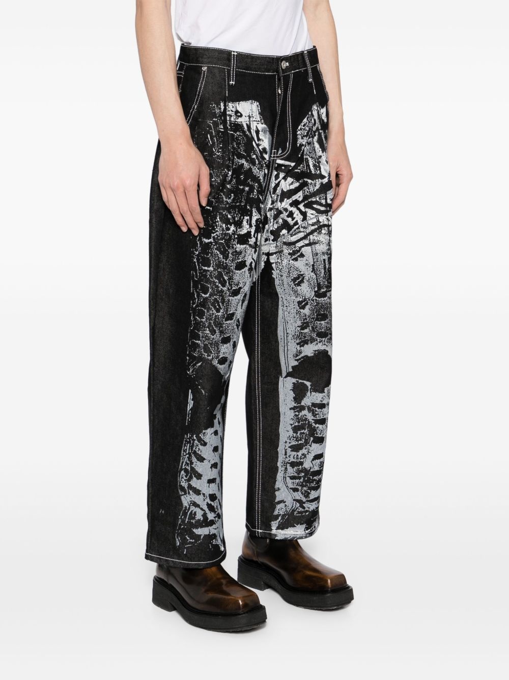 printed trompe l'oeil jeans - 3