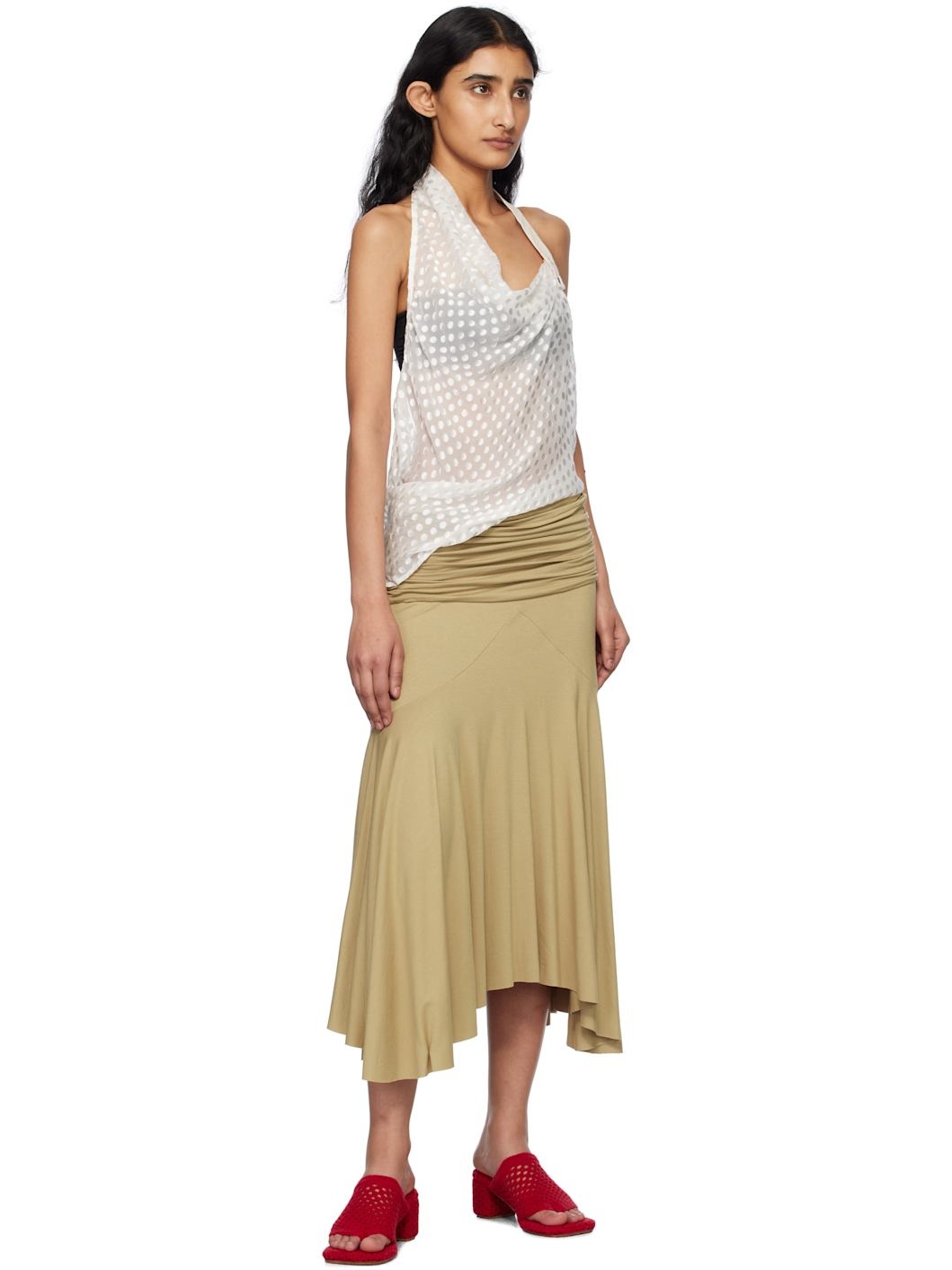 Beige Fortuna Midi Skirt - 4