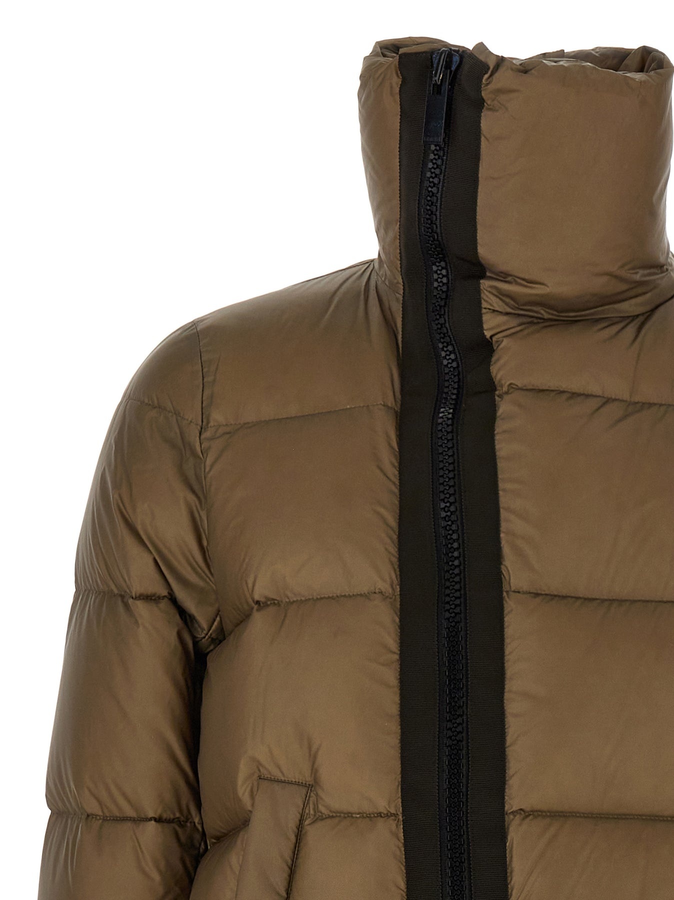 Flared Padded Down Jacket Casual Jackets, Parka Beige - 3