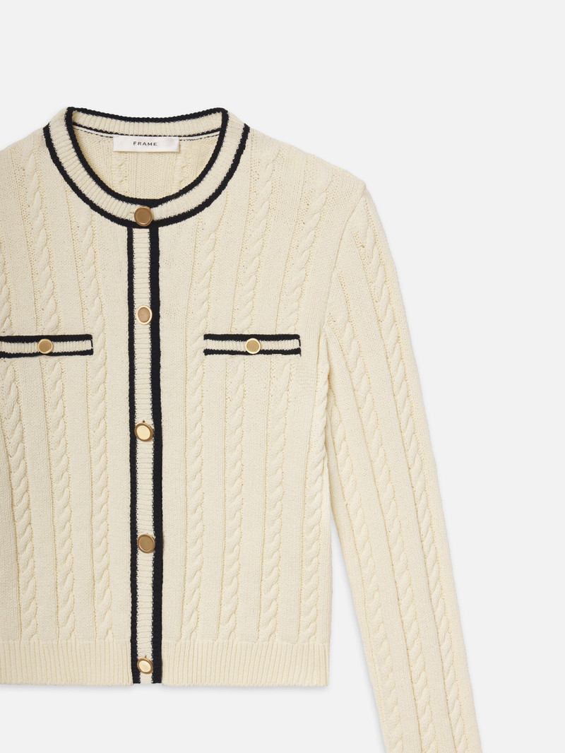 The Trimmed Cardi in Cream Multi 3