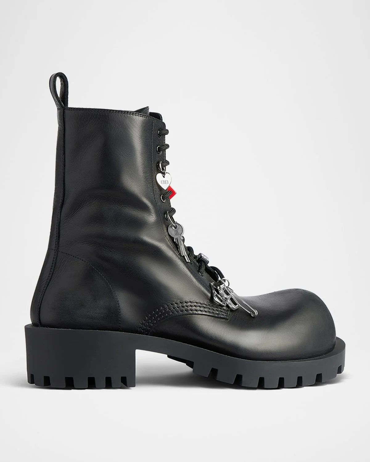 Men's Hummer Leather Lace-Up Booties with Charms - 1