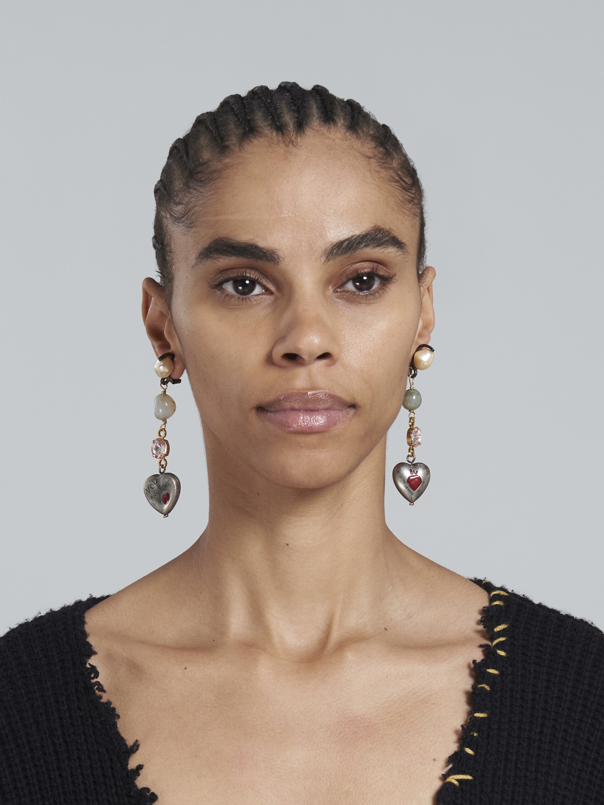 LUCKY HEARTS LONG EARRINGS WITH PEARL - 2