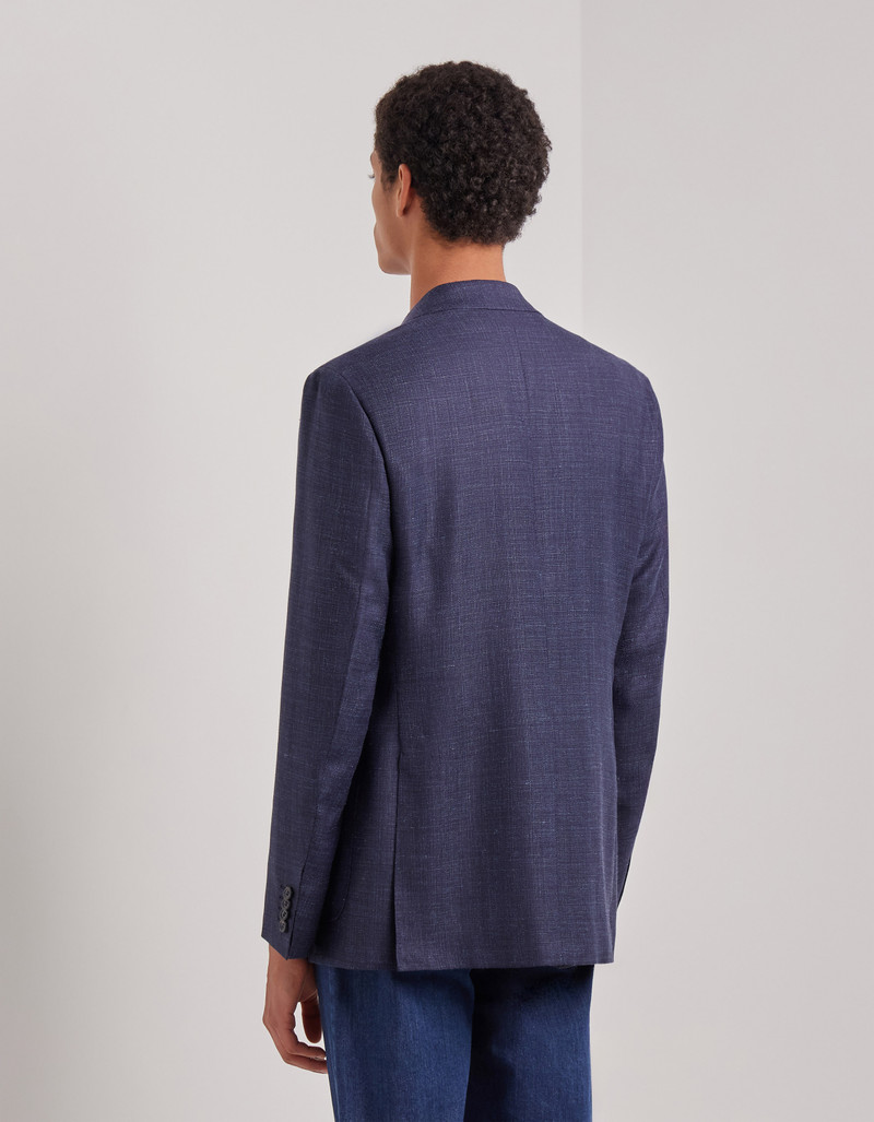 NAVY BLUE TRICOT-EFFECT COTTON JERSEY JACKET 78