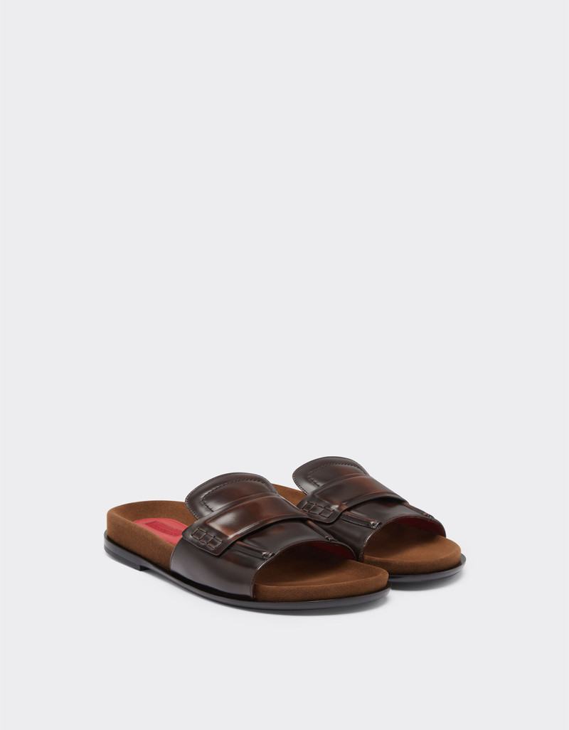 Slide loafers in brushed leather 3