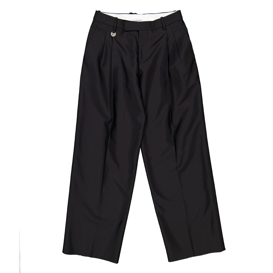 Burberry Wool Silk Pleated Tailored Trousers - 5