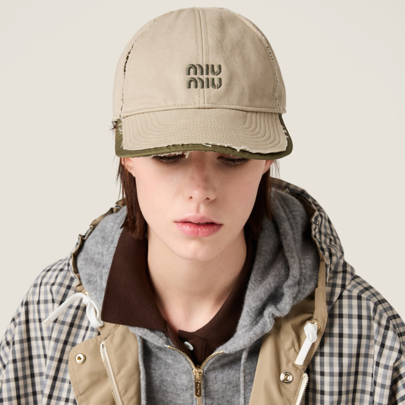 Miu Miu Drill and poplin baseball cap outlook