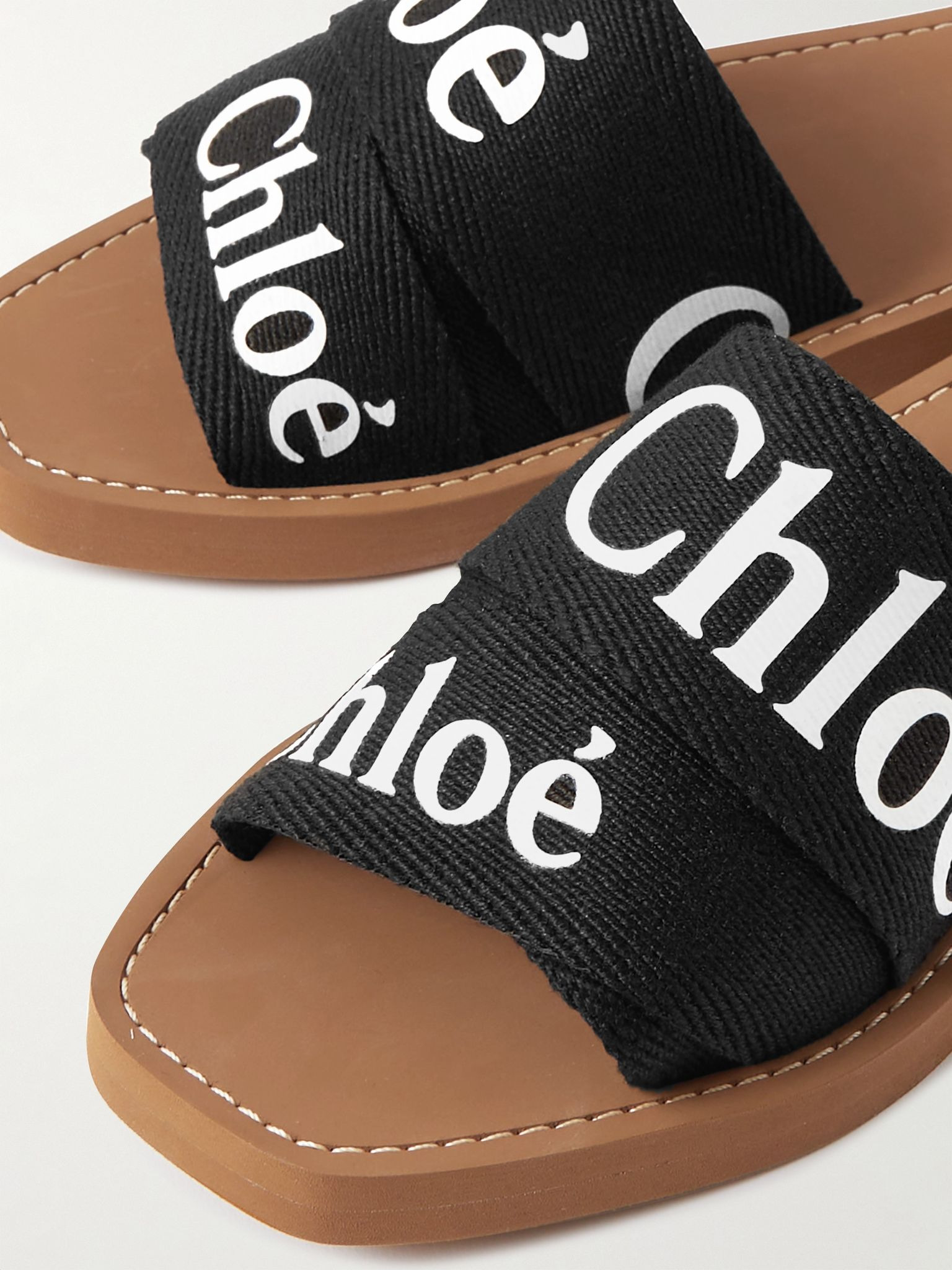 Woody logo-print canvas slides Black - 4