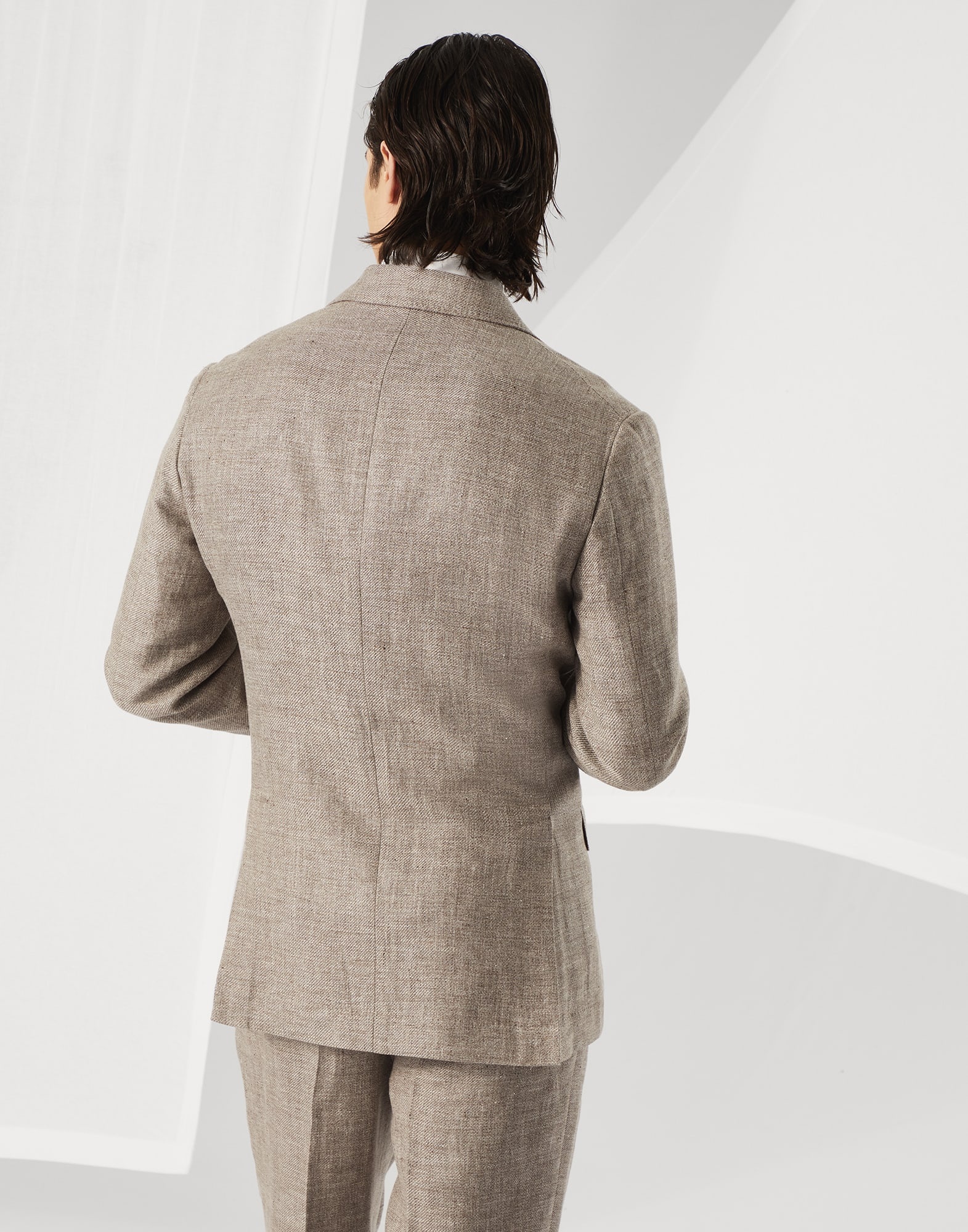 Brunello Cucinelli Linen, wool and silk diagonal one-and-a