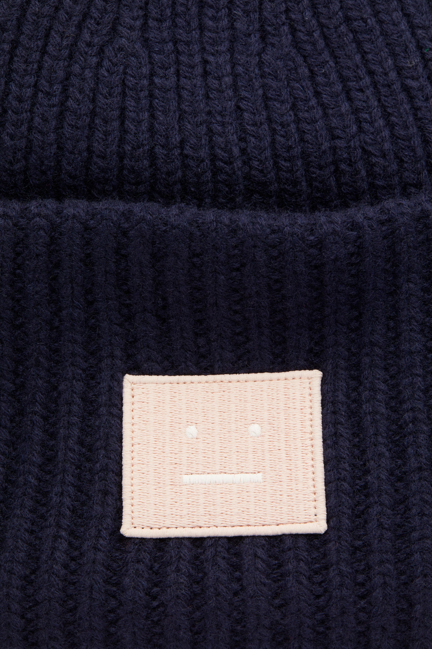 Rib knit beanie hat navy/pink - 3