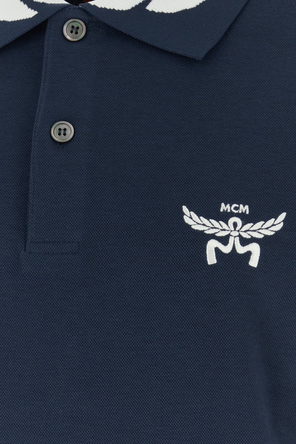 Navy blue stretch piquet polo shirt - 3
