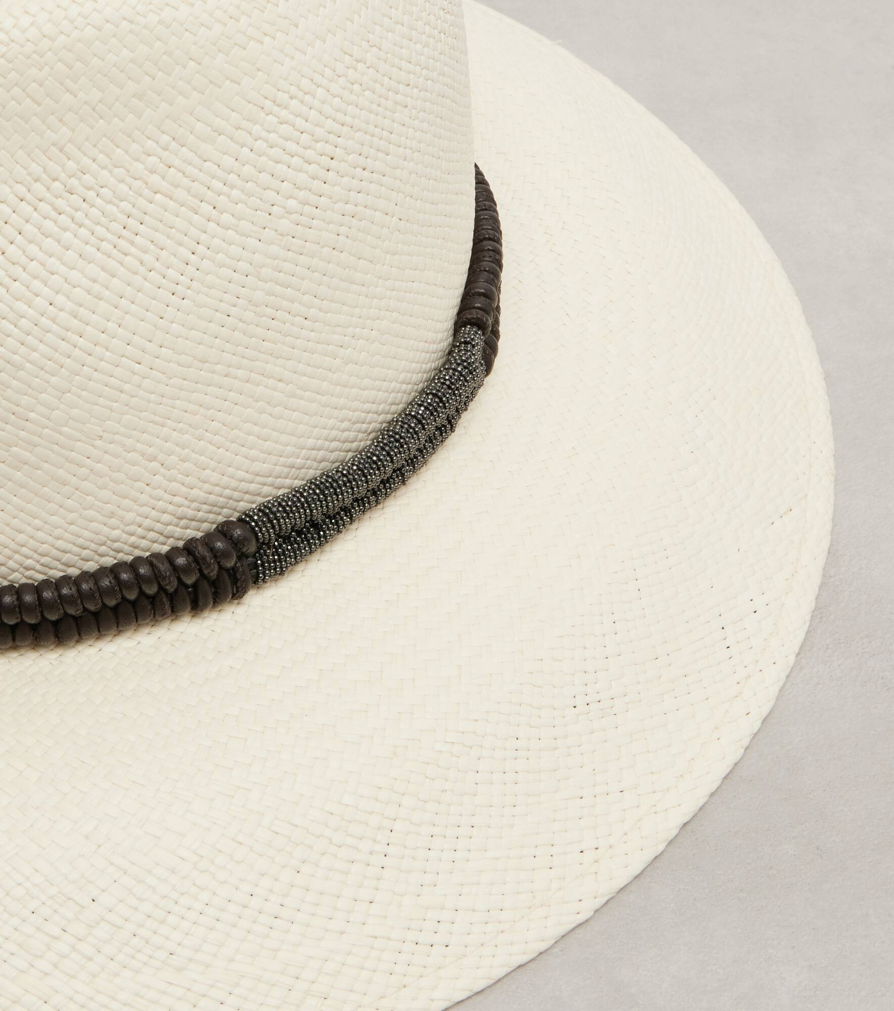 Monili leather-trimmed straw fedora - 3