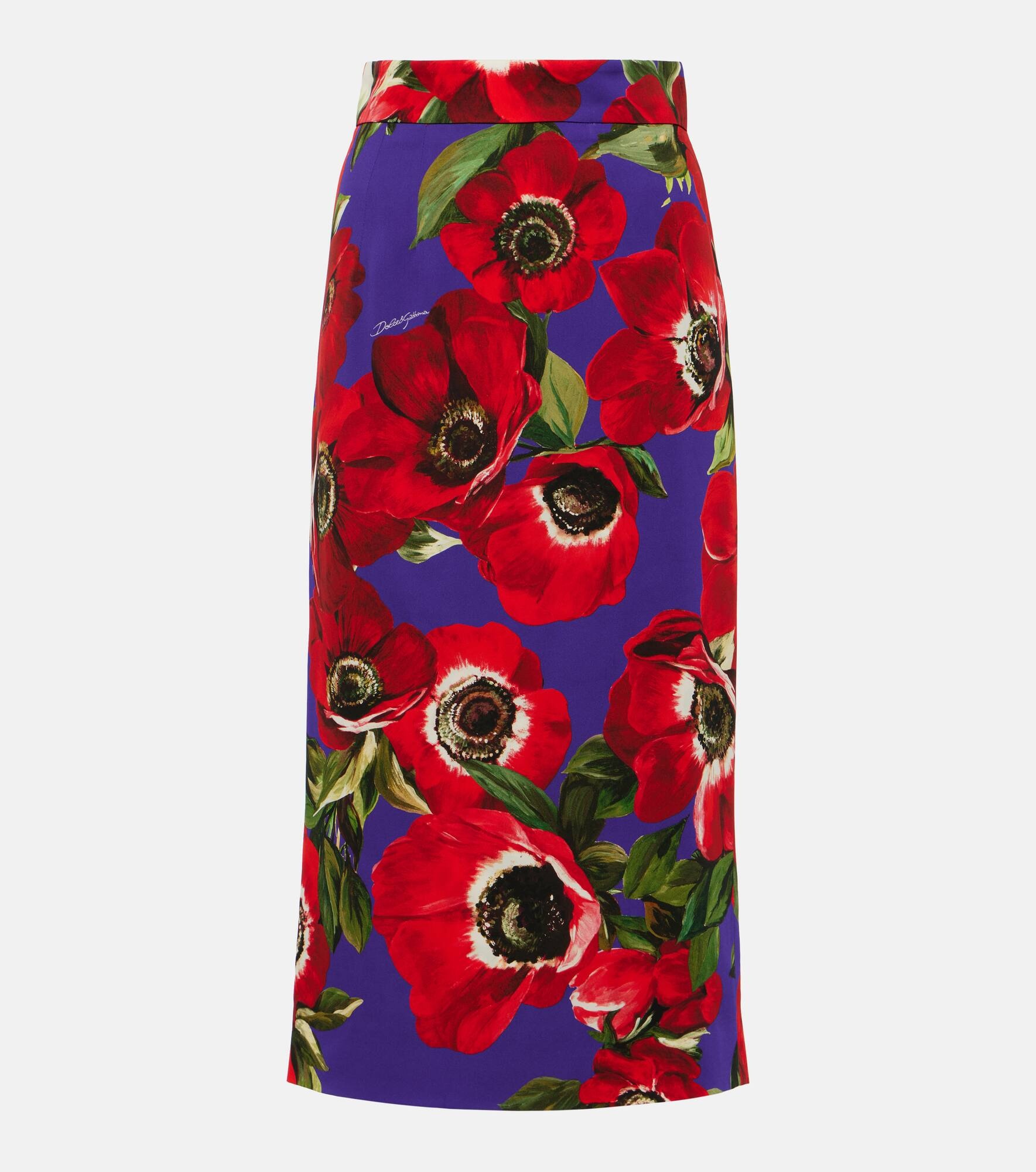 Floral silk-blend pencil skirt - 1
