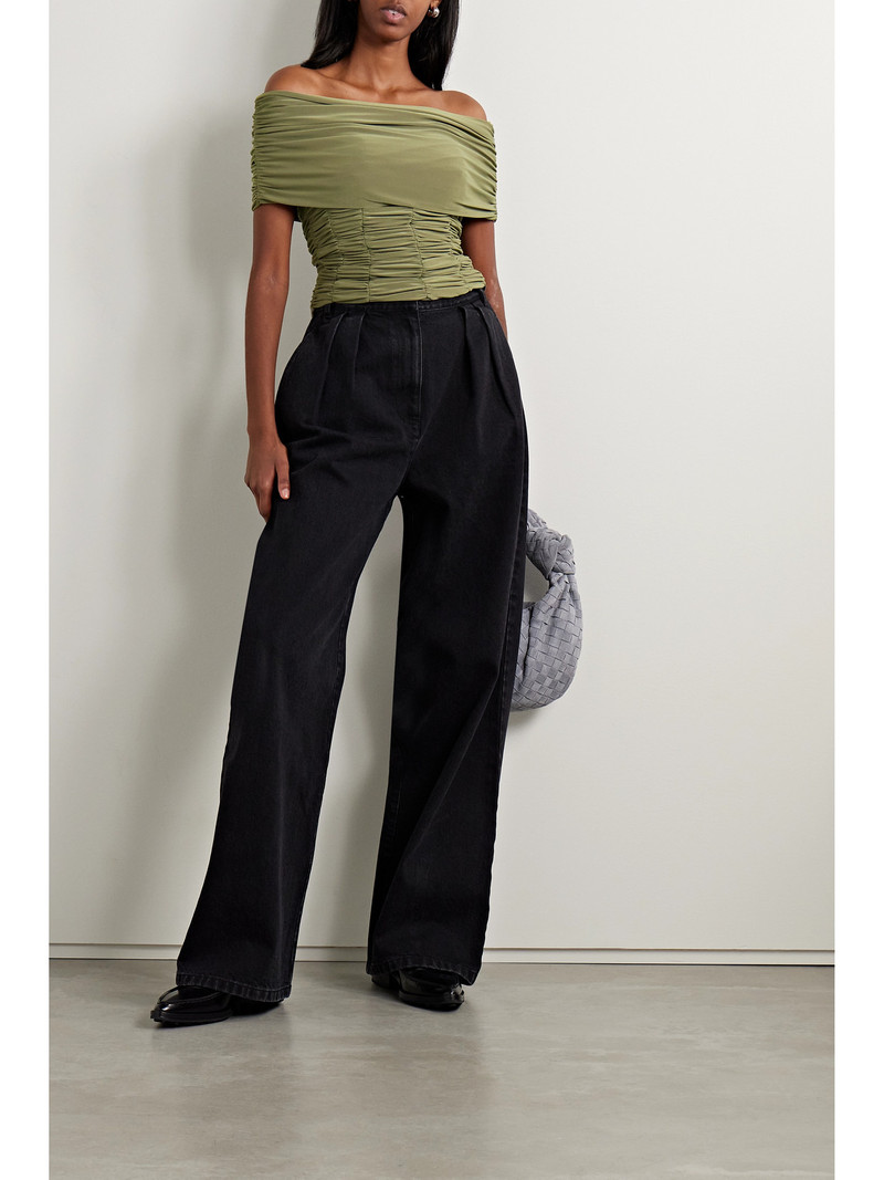 Tibi Convertible Off-the-shoulder Ruched Jersey Top outlook