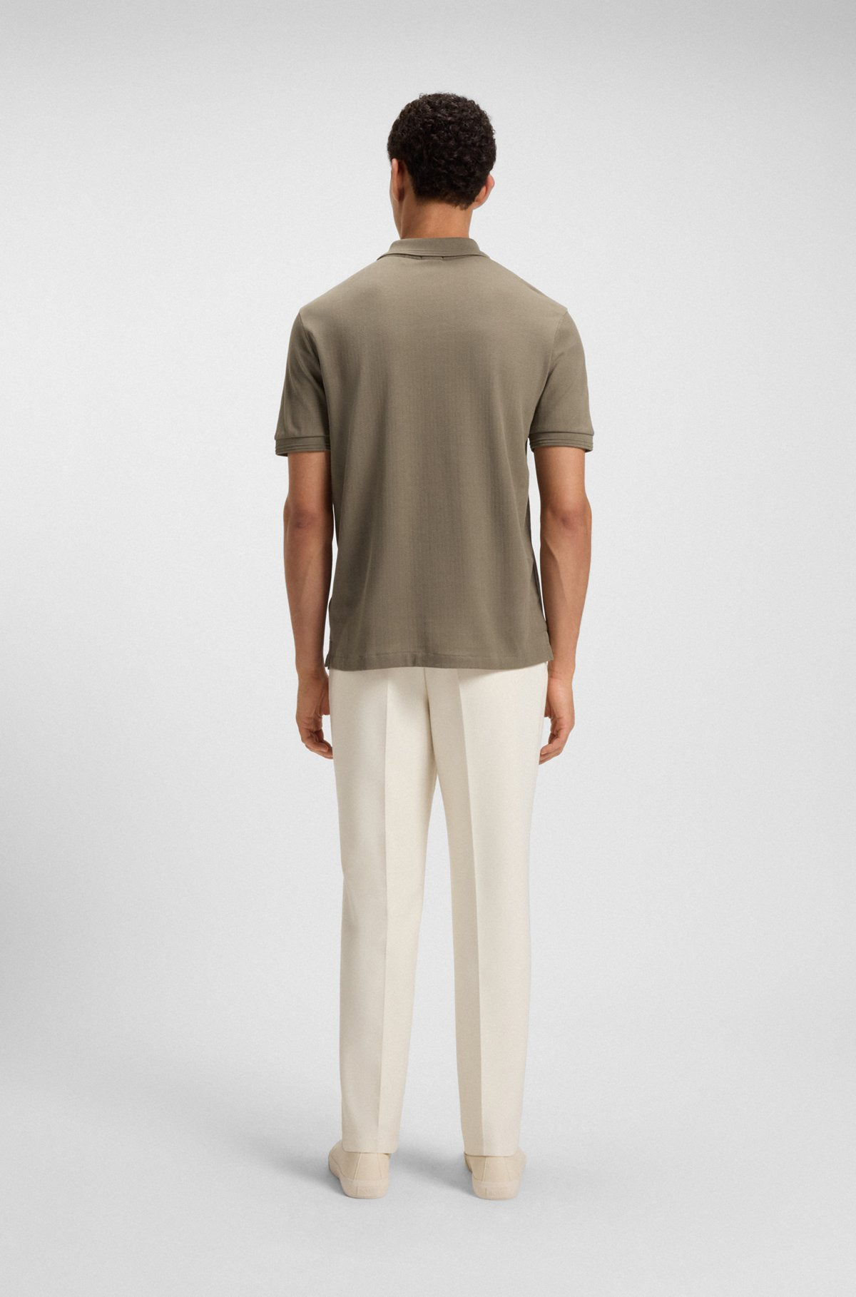 COTTON POLO SHIRT WITH HERRINGBONE STRUCTURE - 5