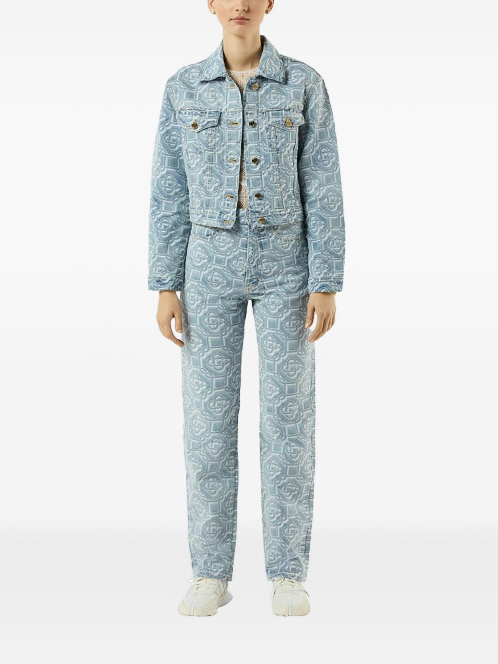 monogram-pattern denim jacket - 2