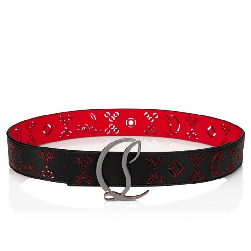 Christian Louboutin Cl Logo Belt Woman BLACK-LOUBI/GUN METAL outlook