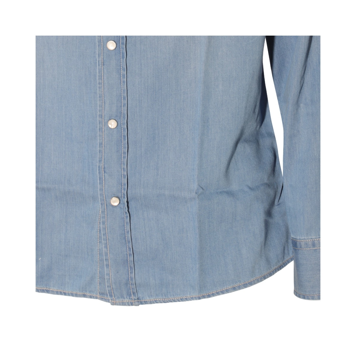 LIGHT BLUE COTTON DENIM SHIRT - 4