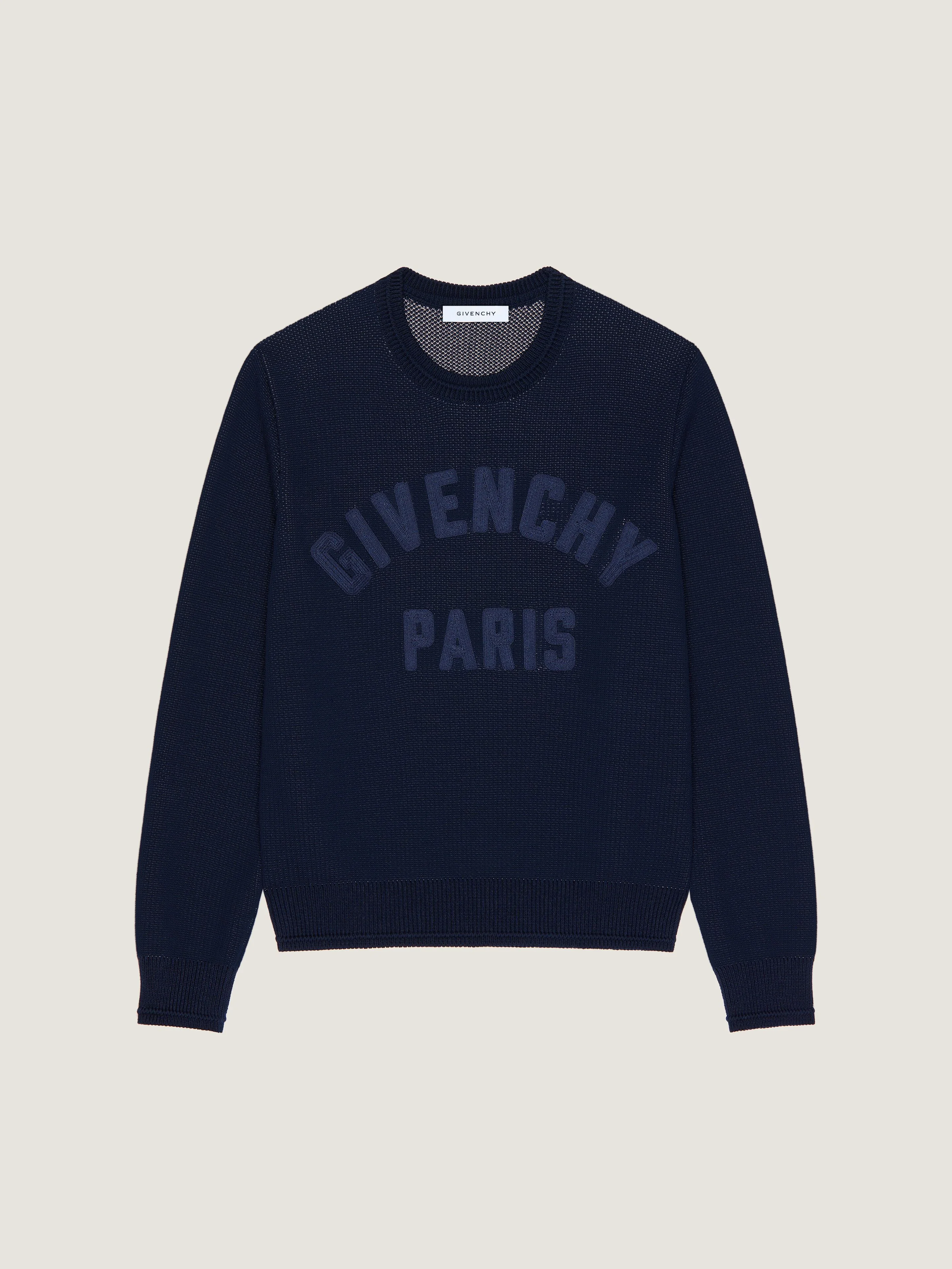 SWEATER IN COTTON KNIT WITH GIVENCHY PARIS EMBROIDERY - 1